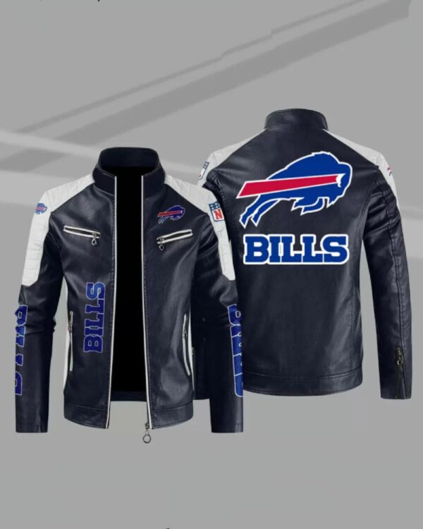 Buffalo Bills Maroon White Color Block Leather Jacket