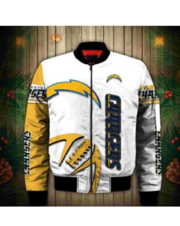 Chargers Bomber White Printed Jacket
