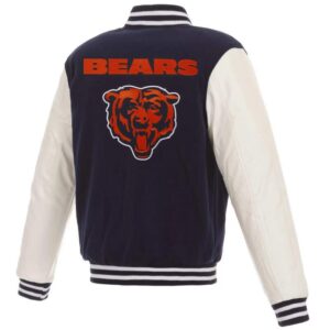 Chicago Bears NFL Navy White Full Snap Varsity Jacket