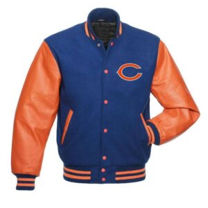 NFL Chicago Bears Letterman Varsity Orange and Blue Jacket