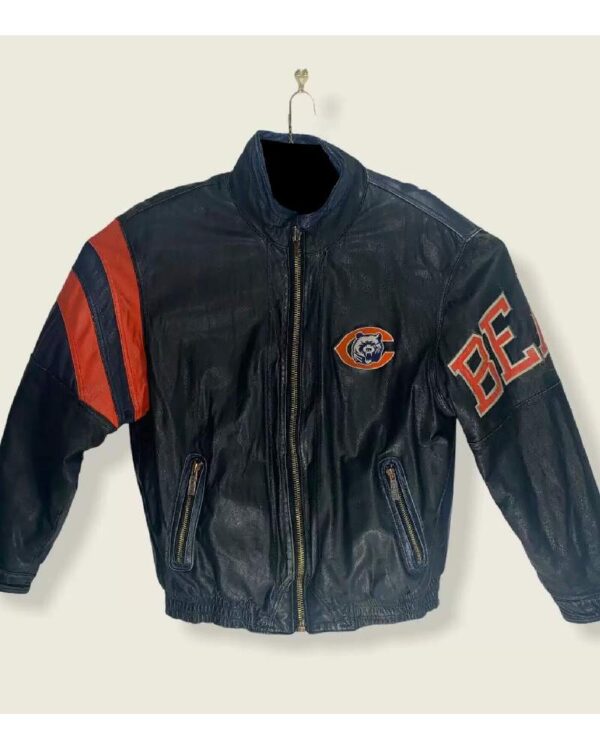 Chicago Bears Vintage NFL Black Leather Jacket