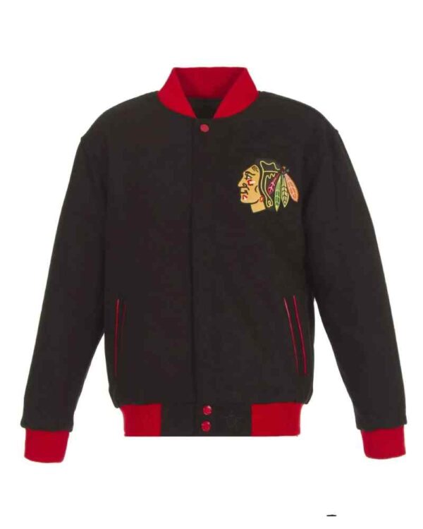 Chicago Blackhawks Black NHL Wool Jacket