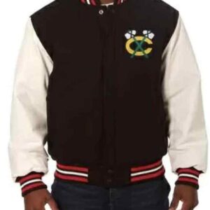 Chicago Blackhawks Black Two Tone Wool Leather Jacket