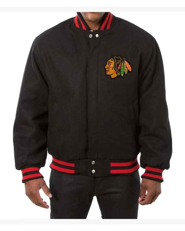 Chicago Blackhawks Black Wool Jacket
