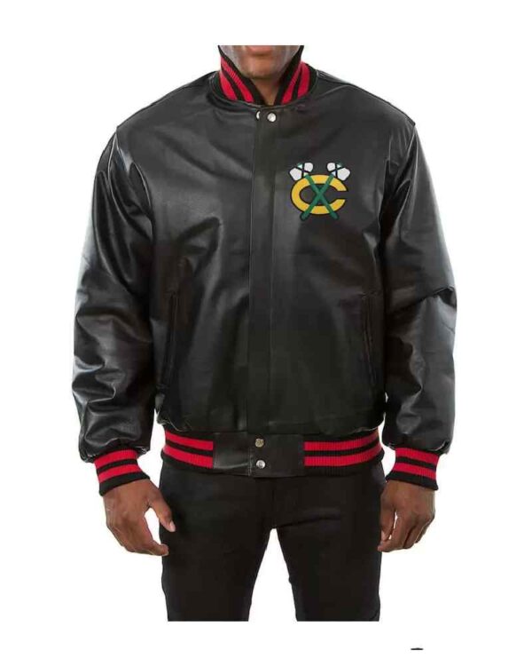 Chicago Blackhawks NHL Black Leather Jacket
