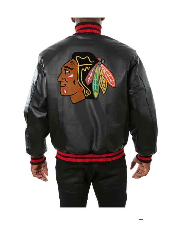 Chicago Blackhawks NHL Black Leather Jacket