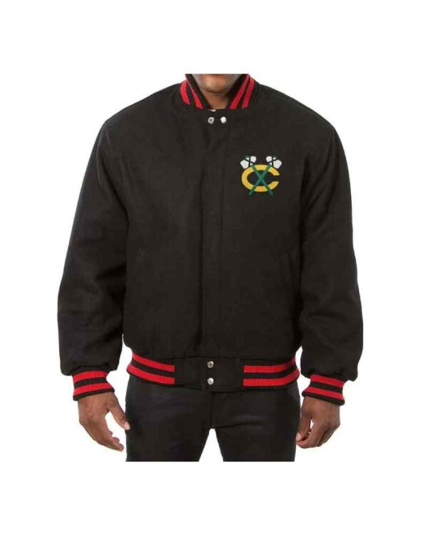 Chicago Blackhawks NHL Black Wool Jacket