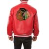 Chicago Blackhawks NHL Red Leather Jacket
