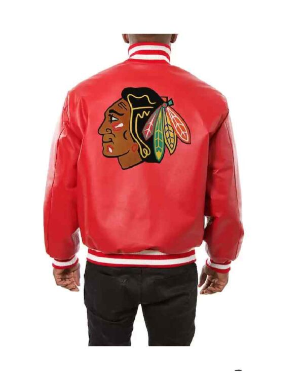 Chicago Blackhawks NHL Red Leather Jacket