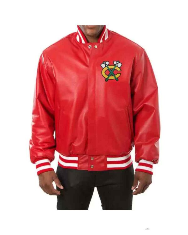 Chicago Blackhawks NHL Red Leather Jacket