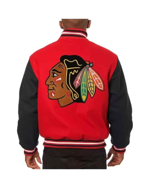 Chicago Blackhawks Red Black Two Tone All Wool Jacket