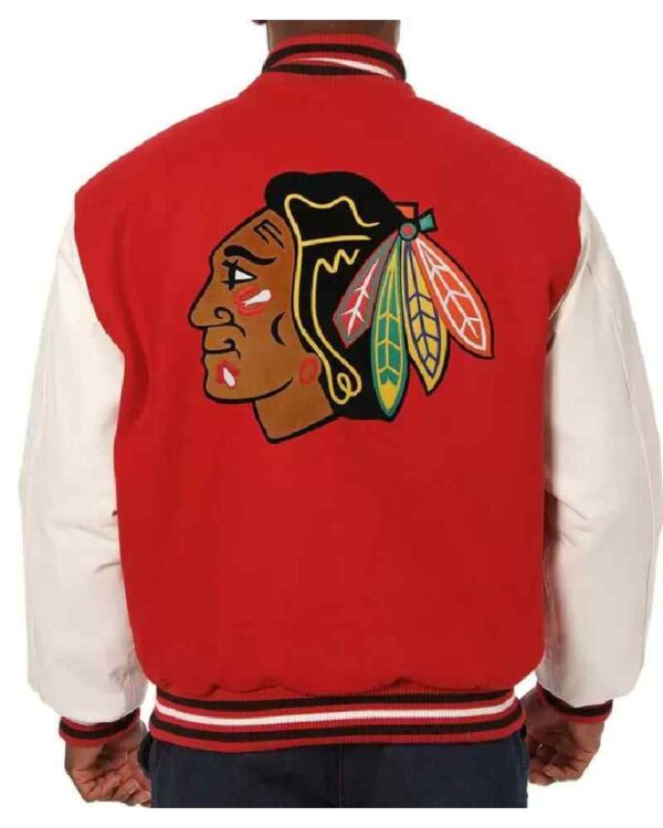 Chicago Blackhawks Two Tone Wool and Leather Jacket