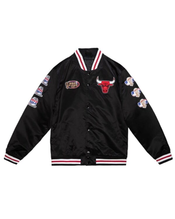 Chicago Bulls Champ City Bomber Black Satin Jacket