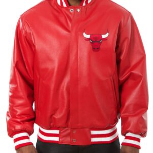 Chicago Bulls Varsity Letterman Red Leather Jacket