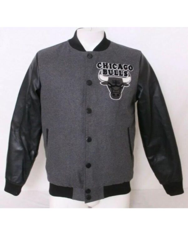 Chicago Bulls NBA Grey Varsity Letterman Jacket