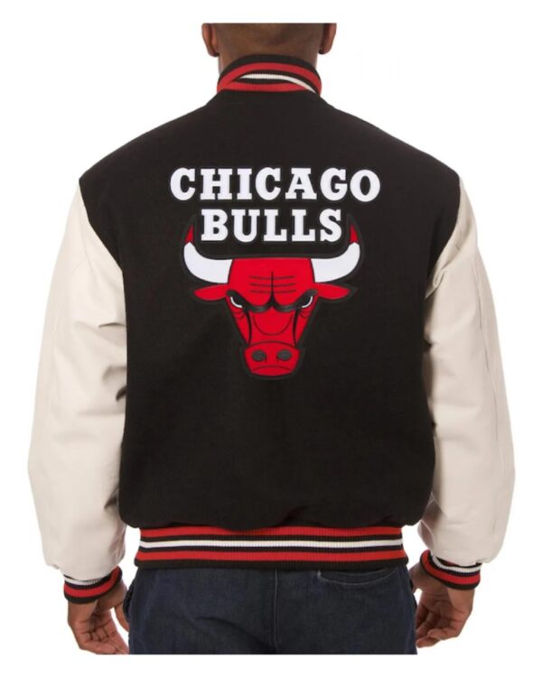 Chicago Bulls Varsity Black Wool and White Jacket