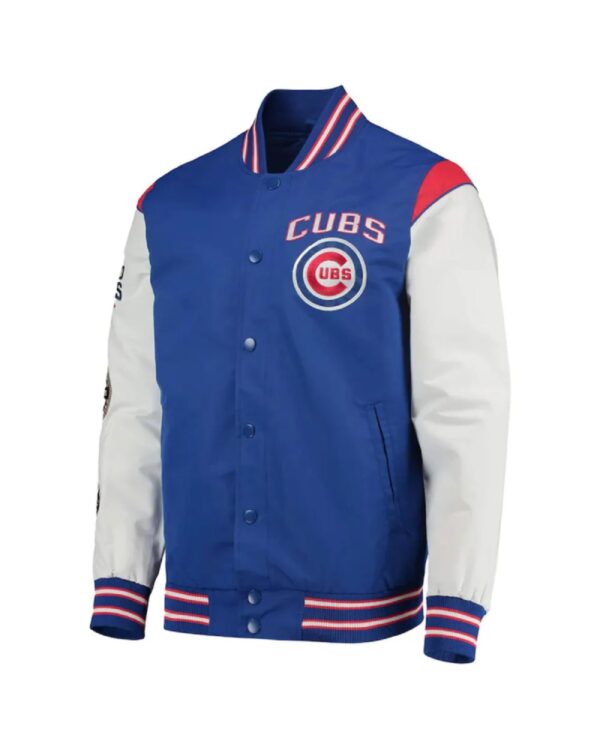 3X World Series Champions Chicago Cubs Gray and Royal Blue Varsity Jacket