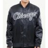 Chicago White Sox Wordmark Black and White Satin Bomber Full-Snap Jacket