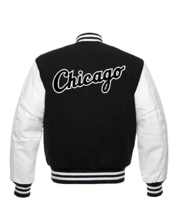MLB Chicago White Sox Black and White Bomber Varsity Jacket