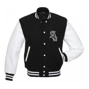 MLB Chicago White Sox Black and White Bomber Varsity Jacket