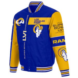Los Angeles Rams JH Design Super Bowl LVI Champions Poly-Twill Full-Snap Embroidered Blue and Yellow Jacket