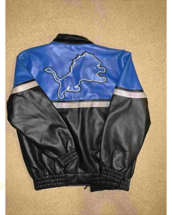 Detroit Lions Blue Football NFL Leather Jacket