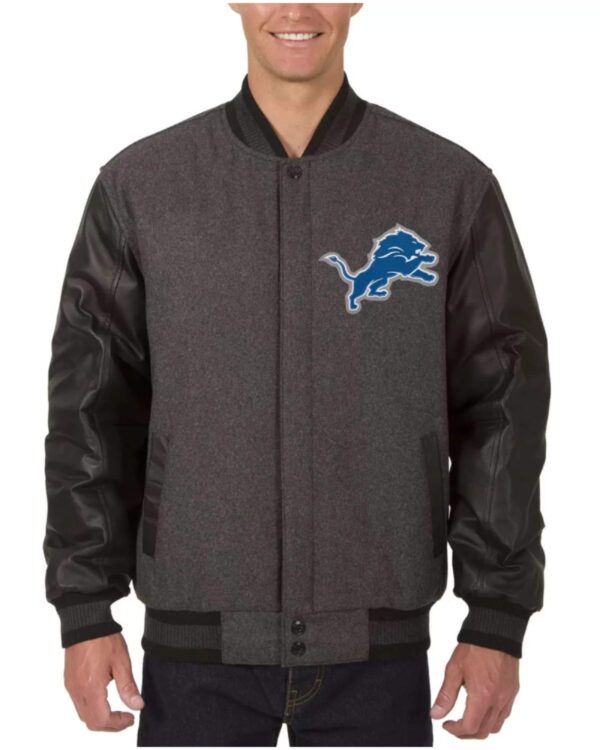 Detroit Lions Embroidered Logos Varsity Jacket