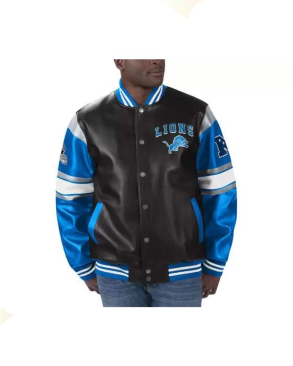 Detroit Lions Football NFL Black Leather Jacket