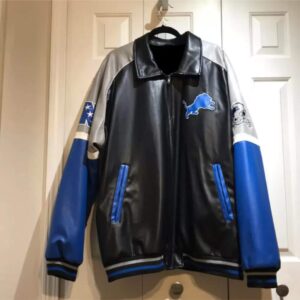 Detroit Lions NFL Black Leather Jacket