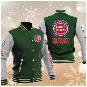 Detroit Pistons Green Varsity Baseball Jacket
