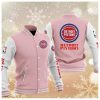 Detroit Pistons Pink Varsity Baseball Jacket
