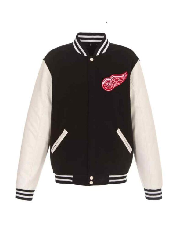 Detroit Red Wings Black White Varsity Jacket