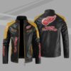 Detroit Red Wings Block Yellow Black Leather Jacket
