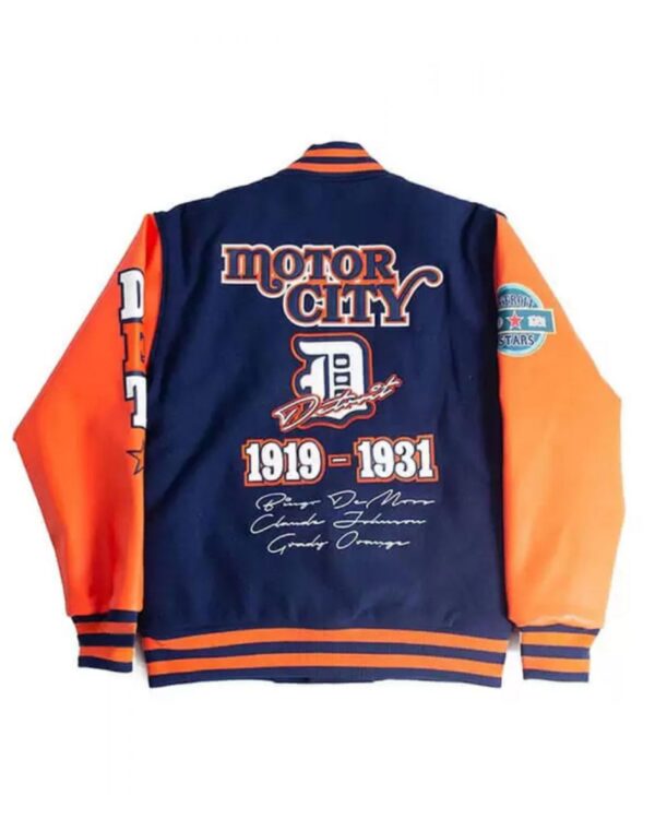 NLBM Team Detroit Stars Orange and Blue Baseball Varsity Jacket