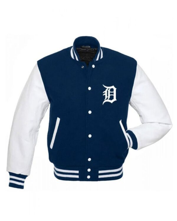 Detroit Tigers Letterman Blue and White Jacket