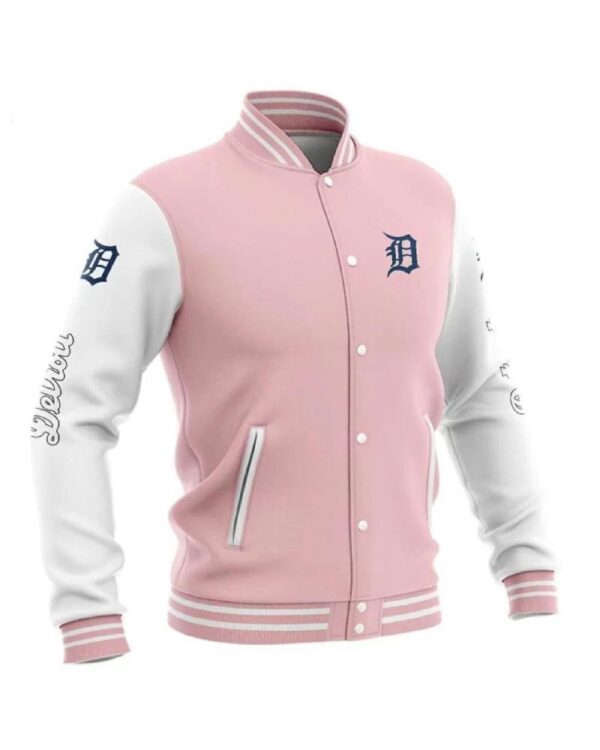 Detroit Tigers Pink White Varsity MLB Baseball Jacket