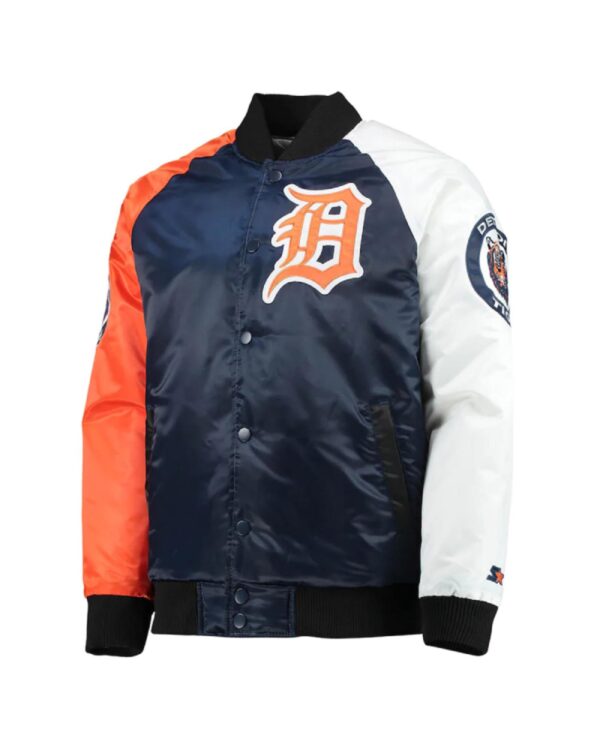 Starter Navy Blue/Orange Detroit Tigers Varsity Tri-Color Satin Full-Snap Jacket