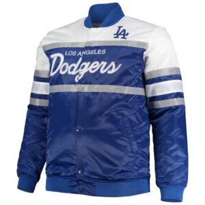 Men's Los Angeles Dodgers Mitchell & Ness Royal/Gray Big & Tall Coaches Satin Full-Snap Jacket