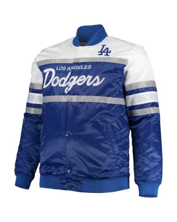 Men's Los Angeles Dodgers Mitchell & Ness Royal/Gray Big & Tall Coaches Satin Full-Snap Jacket