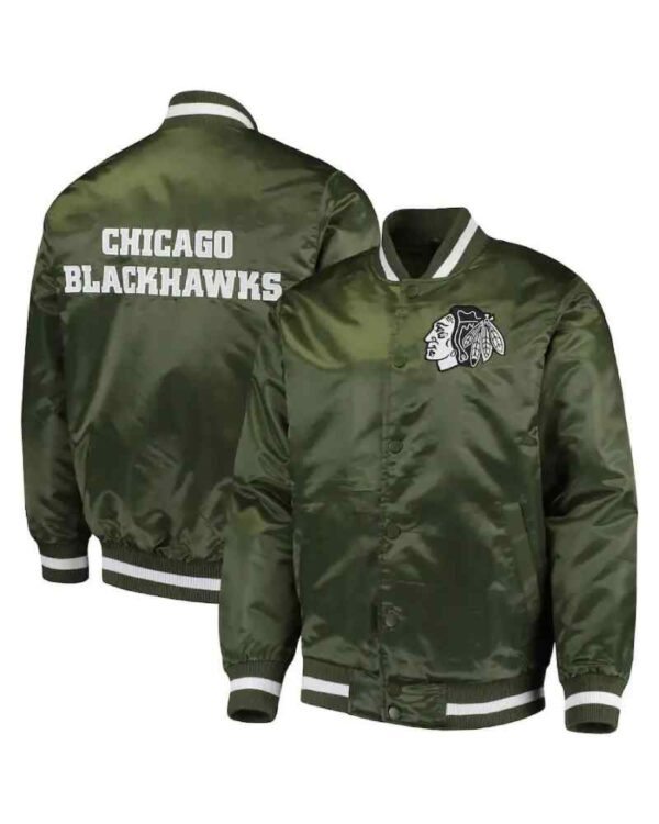 Green Chicago Blackhawks Captain II Satin Jacket