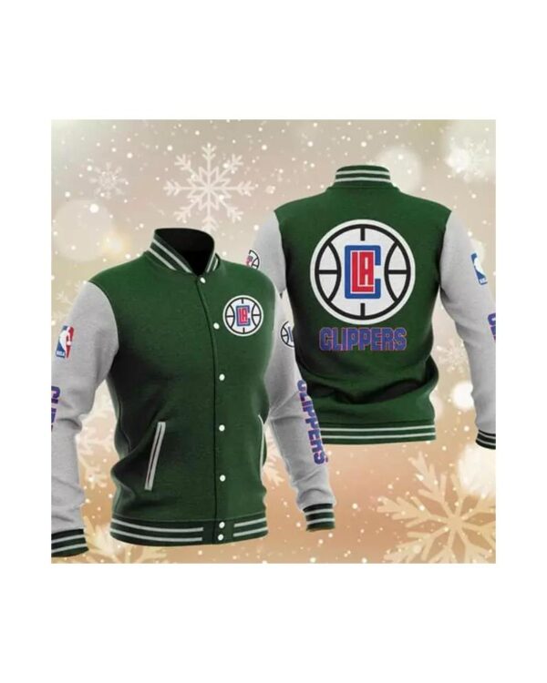 Green Los Angeles Clippers Varsity Baseball Jacket