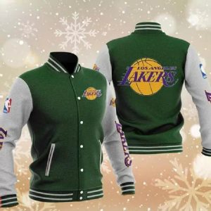 Green Los Angeles Lakers Varsity Baseball Jacket