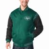 Green&Black New York Jets Satin Varsity Jacket