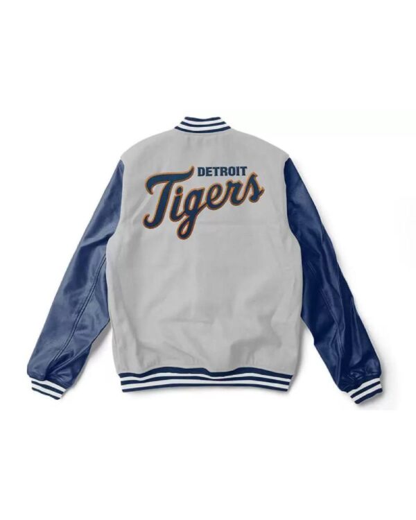 Grey MLB Detroit Tigers Wool Leather Jacket