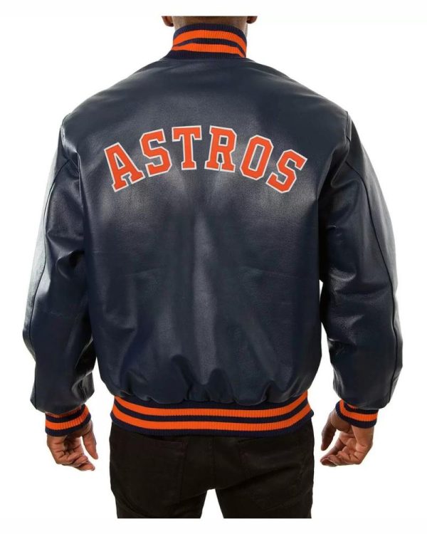 Houston Astros Blue Bomber Leather Jacket