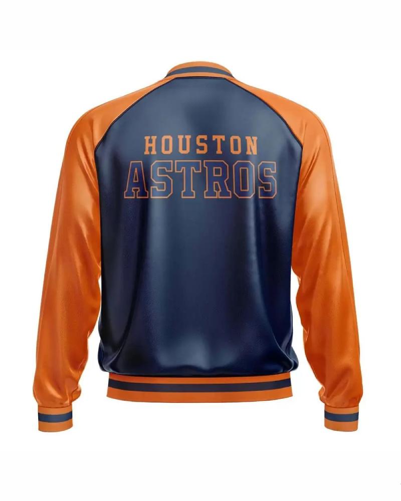 Starter Houston Astros Blue And Orange Bomber Satin Jacket