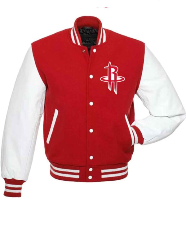 Houston Rockets NBA Red And White Varsity Jacket