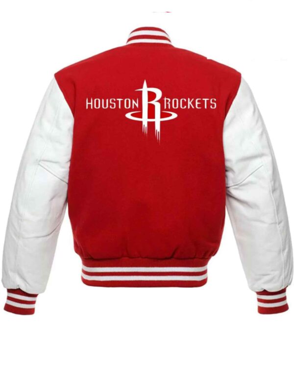 Houston Rockets NBA Red And White Varsity Jacket