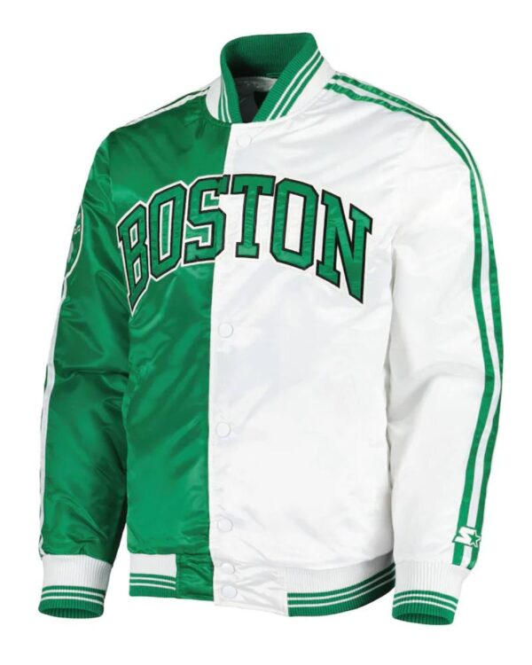 Boston Celtics Fast Break Kelly Green and White Satin Jacket