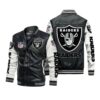 Las Vegas Raiders Black White Bomber Leather Jacket